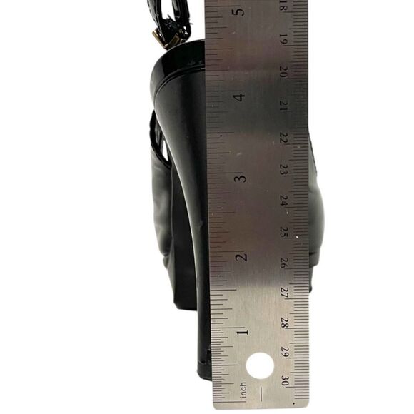 FENDI Patent Leather Slingback Logo Heel Peeptoe Sandals 37 - Picture 16 of 16